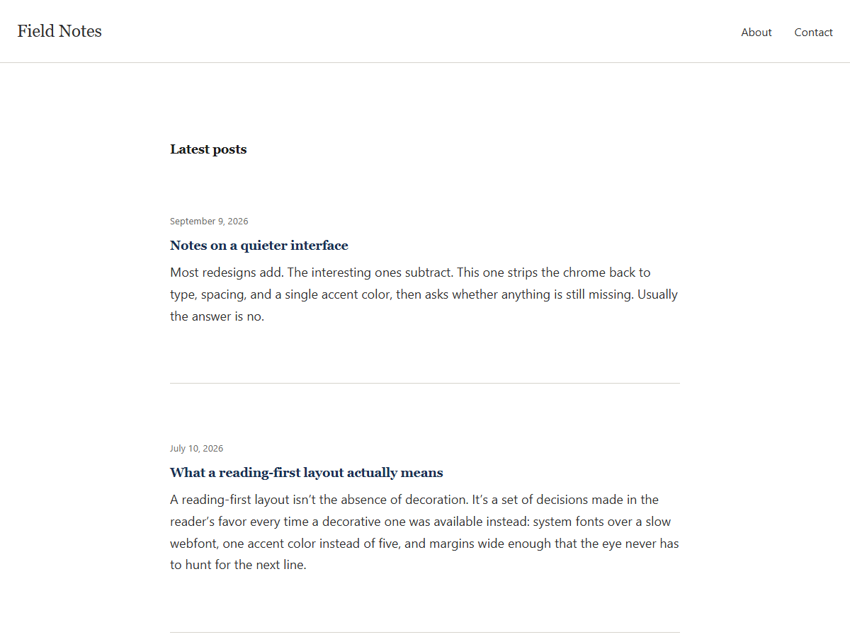 Colophon core theme screenshot